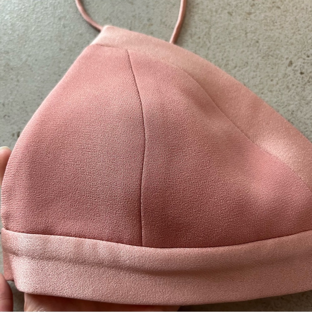 Designer ALEX PERRY Ash Satin-Crepe Blush Pink Bralette Sz. 8 Luxury Romantic - Picture 8 of 8